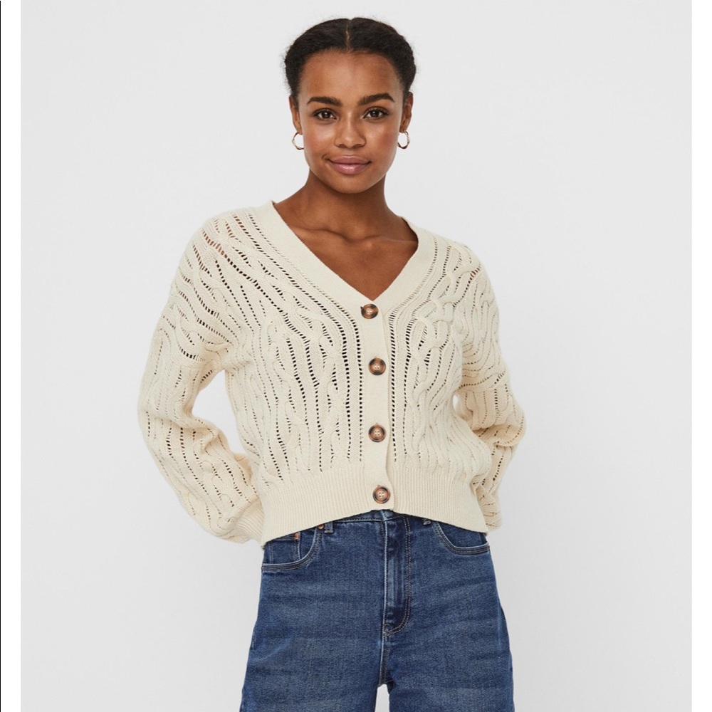 Vero Moda Clementine V Neck Cable Knit Cardigan